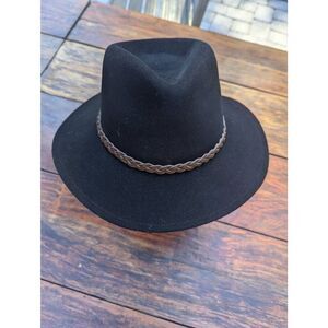 LiteFelt Hat Aussie Women's Switchback Black 100% wool with riding strap new